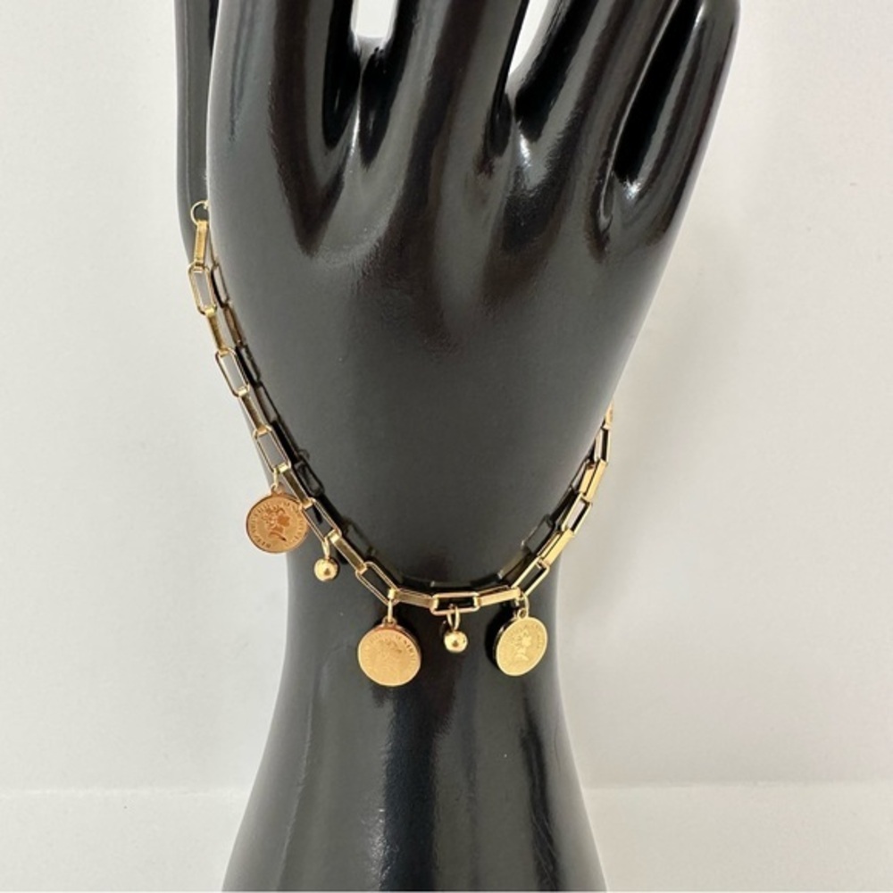 Gold Coin Charm‎ Bracelet